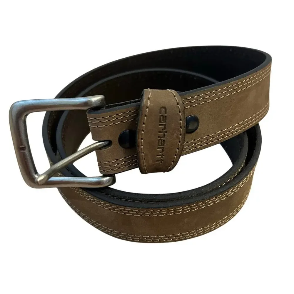 Carhartt Brown Triple Stitch Leather Belt Men’s Size 36 Work Casual Leather